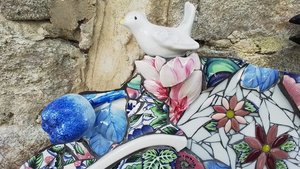 Large Summer Blossom Hare (with bird friend) (SOLD)