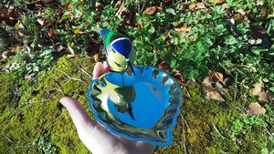 Blue-Tit on Leaf Dish  (SOLD)