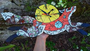 Medium Floral Tree of Life Fox Clock (yellow moon) (SOLD)