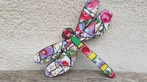 Pink Roses Dragonfly (hand painted) (SOLD)