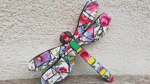 Pink Roses Dragonfly (hand painted) (SOLD)