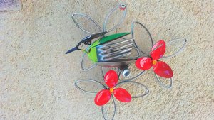Blue-tit Bird on Branch (hanging wall art) (SOLD)