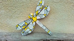 Zesty Yellow & Silver Rose Dragonfly (SOLD)