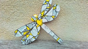 Zesty Yellow & Silver Rose Dragonfly (SOLD)