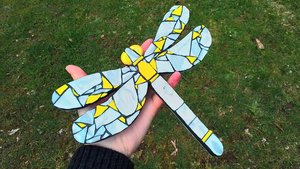 Zesty Yellow & Silver Rose Dragonfly (SOLD)