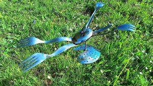 Leaping Frog with Lilypad on Short Rod (tongue out catching a fly)
