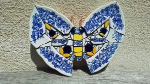 Blue & White Floral Butterfly (SOLD)