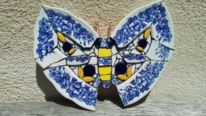 Blue & White Floral Butterfly (SOLD)