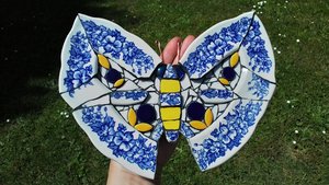 Blue & White Floral Butterfly (SOLD)
