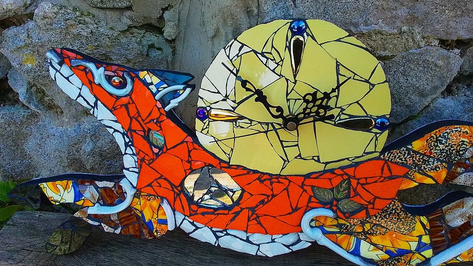 Medium Sunflower Fox Clock (yellow moon)