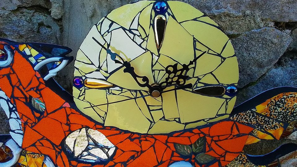 Medium Sunflower Fox Clock (yellow moon)