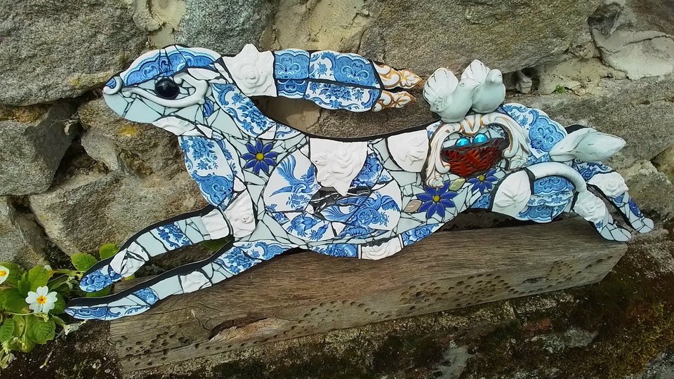 Large Summer Birds Hare (with pair of doves) (SOLD)