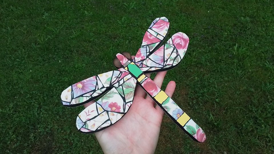 Pink Roses Dragonfly (hand painted) (SOLD)