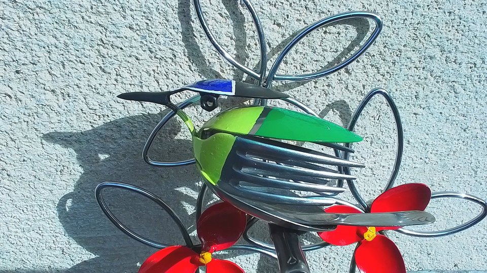 Blue-tit Bird on Branch (hanging wall art) (SOLD)