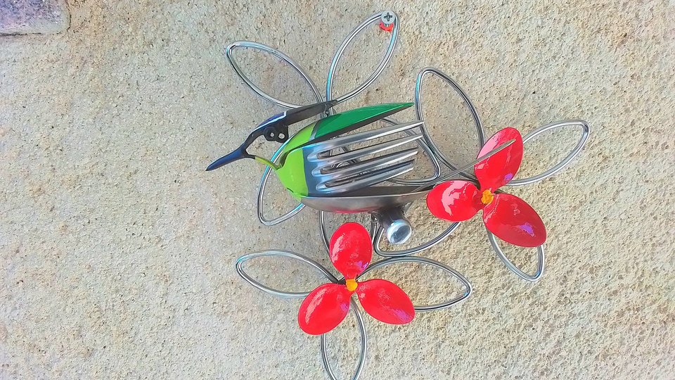 Blue-tit Bird on Branch (hanging wall art) (SOLD)
