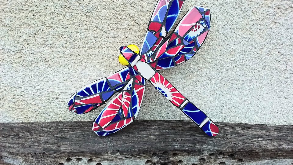 Pink & Blue Retro Dragonfly (SOLD)