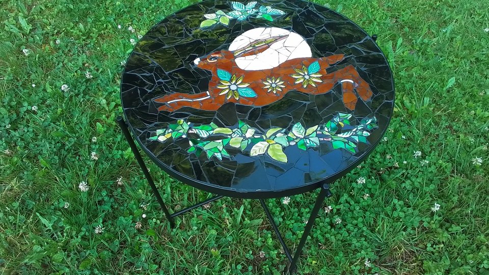 Running Hare & Moon Side Table (SOLD)