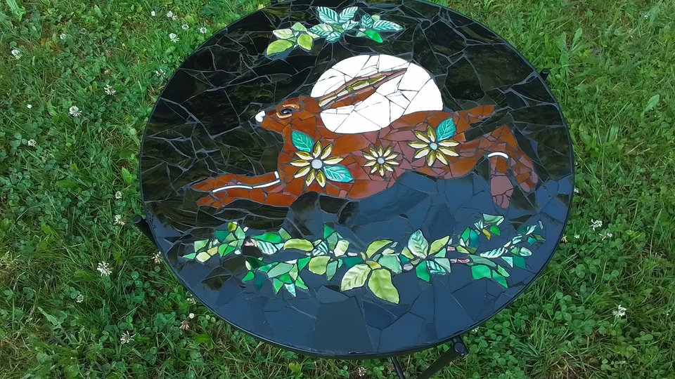 Running Hare & Moon Side Table (SOLD)