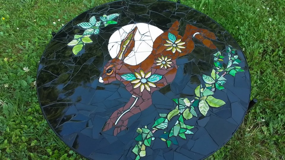 Running Hare & Moon Side Table (SOLD)