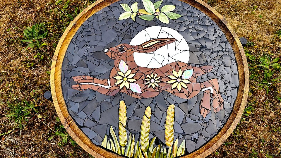 Running Harvest Hare & Moon Side Table (SOLD)