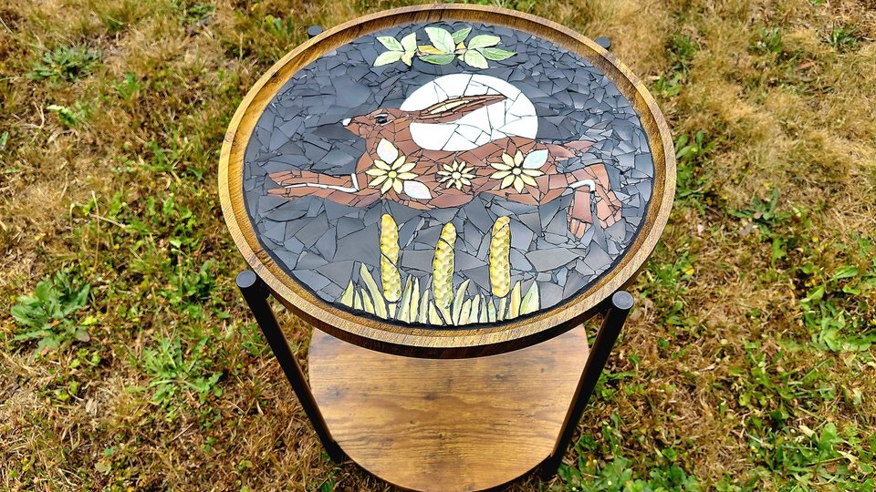 Running Harvest Hare & Moon Side Table (SOLD)