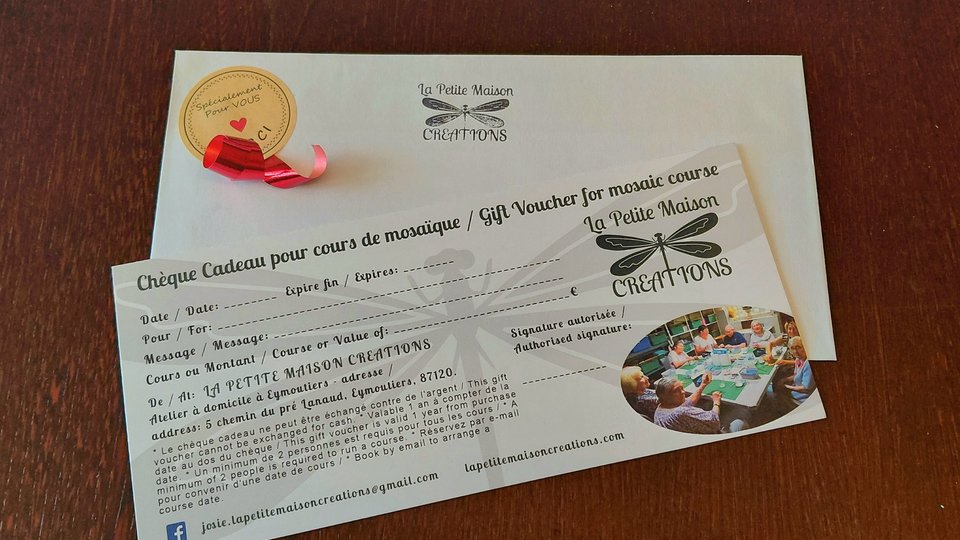 Gift Voucher (mosaic course) / Chèque Cadeau (cours de mosaïque) 