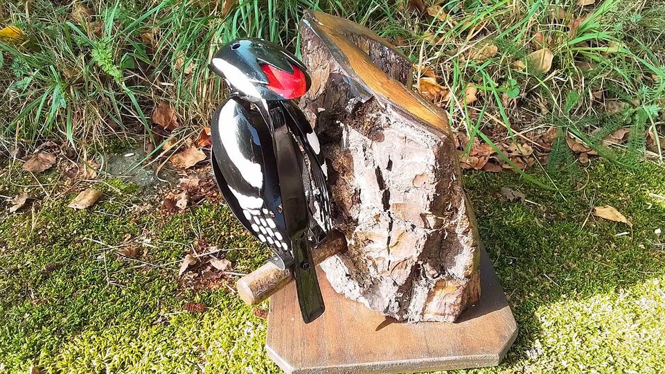 Large Spotted Woodpecker (on tree) (SOLD)