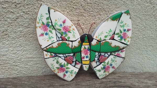 Green & Pink Roses Butterfly (SOLD) 