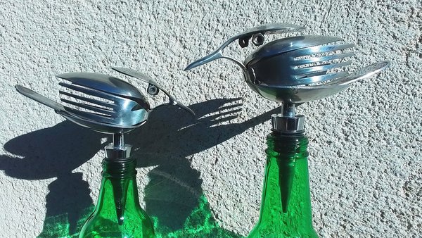 Large Metal Bird Wine Bottle Stoppers (X2) PROMO