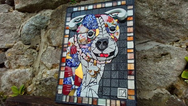 Staffy Puppy 3D Portrait (ceramic, pique-assiette) (SOLD)