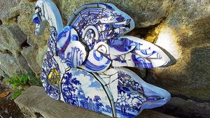 Large Blue Floral Swan