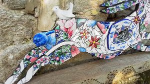 Large Summer Blossom Hare (with bird friend) (SOLD)