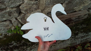 Large Blue Floral Swan