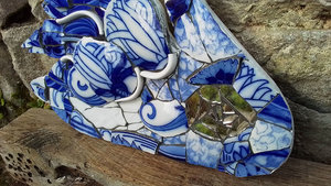 Large Blue Swirls Swan