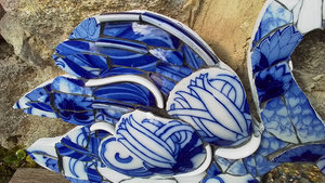 Large Blue Swirls Swan