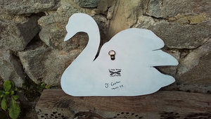 Large Blue Swirls Swan