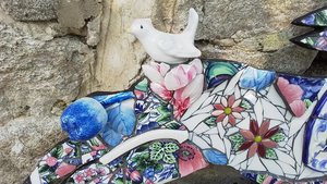 Large Summer Blossom Hare (with bird friend) (SOLD)