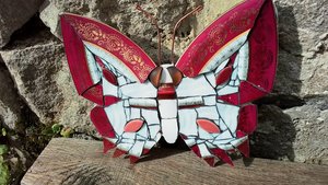 Cranberry Pink & Gold Butterfly