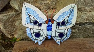 Blue & White Floral Butterfly (SOLD)