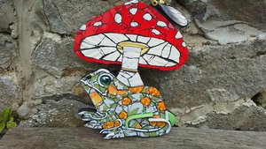 Fly Agaric Mushroom & Frog (with Cicada) (SOLD)