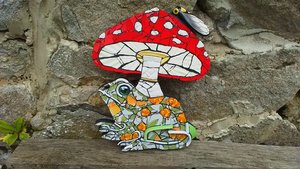 Fly Agaric Mushroom & Frog (with Cicada) (SOLD)