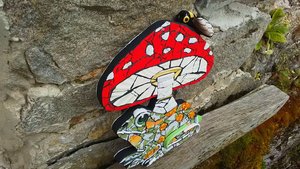 Fly Agaric Mushroom & Frog (with Cicada) (SOLD)