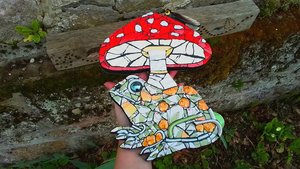 Fly Agaric Mushroom & Frog (with Cicada) (SOLD)
