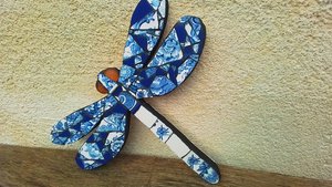 Blue & White Floral Dragonfly (SOLD)