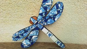 Blue & White Floral Dragonfly (SOLD)