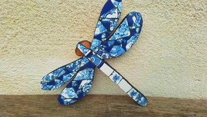 Blue & White Floral Dragonfly (SOLD)