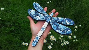 Blue & White Floral Dragonfly (SOLD)