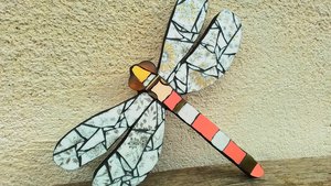Gold & Peach Floral Dragonfly (SOLD)