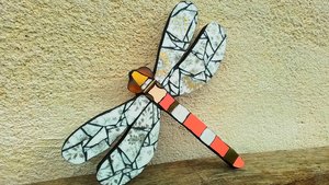 Gold & Peach Floral Dragonfly (SOLD)