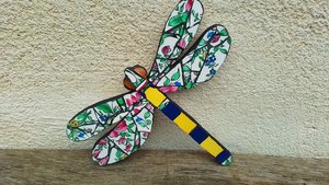 Flowery Blue & yellow Dragonfly 